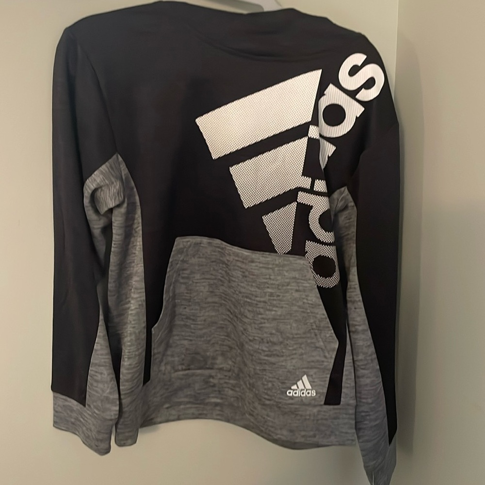 Adidas Youth 10-12 Hoodie NEW (Gray and Black)
